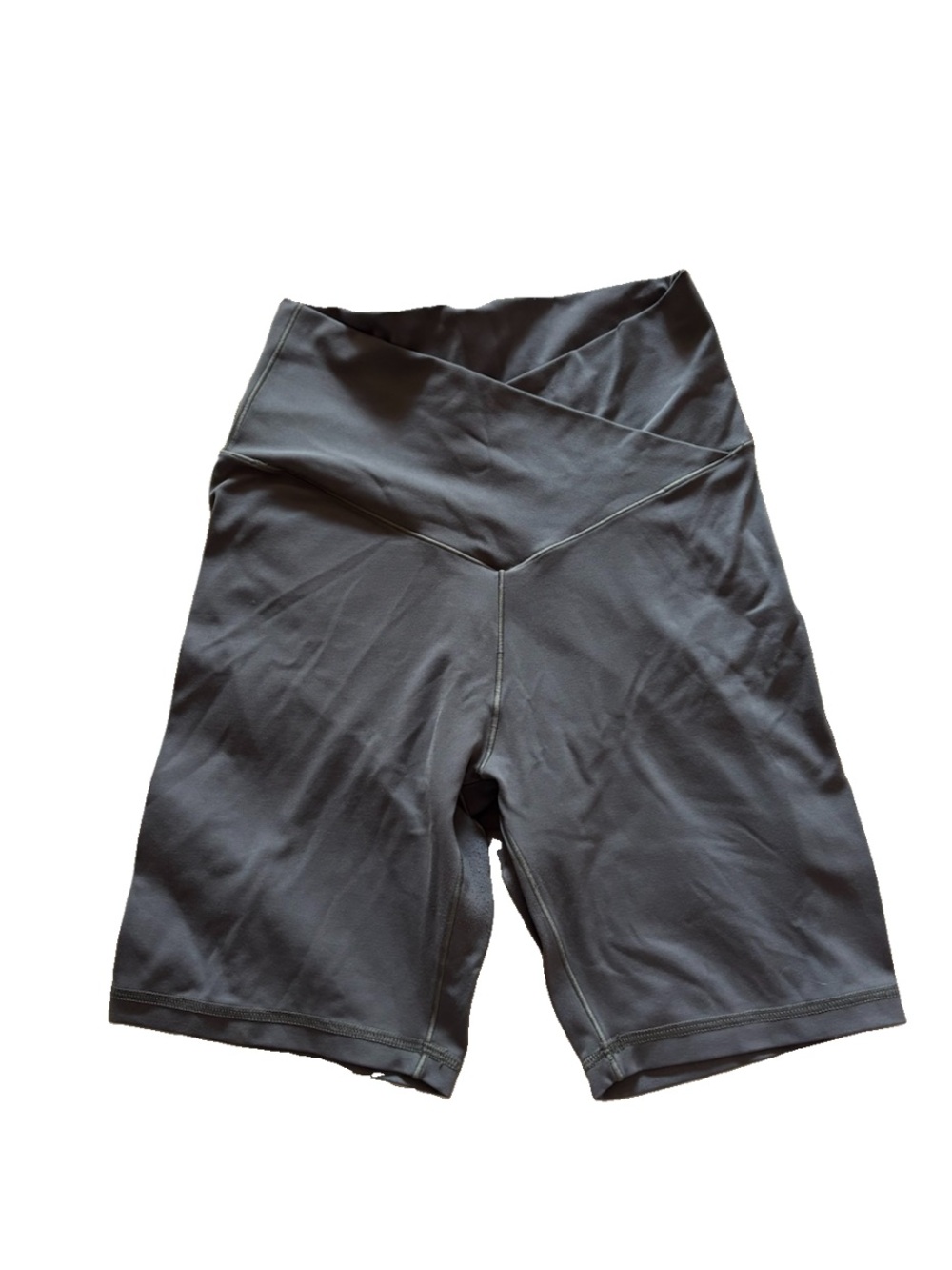 Aerie Cross Over Women’s High-Waist Gray Biker Shorts